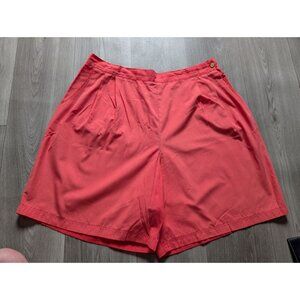 Vtg Liz Baker Sport Womens Coral Pleated Shorts With Gold Button Detail Size 24w